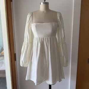 Reformation Michaela White Babydoll Mini Dress-Romantic Cottagecore-Size 0/XS